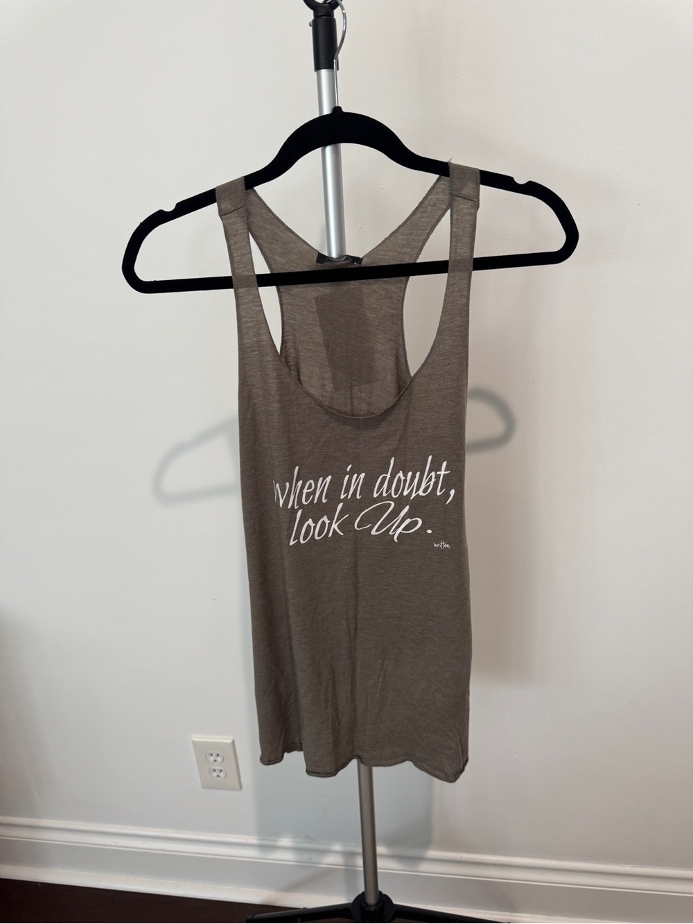 When in Doubt Look Up Racerback Tank - Taupe